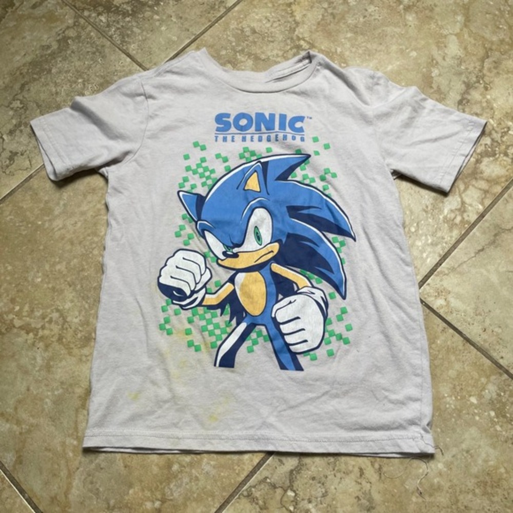 Sonic The Hedgehog Boys T-Shirt Size M (8)‎ Blue Graphic Tee Sega